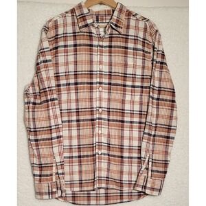 American Eagle Men's Size L Shirt Flannel Plaid Blue Brown Soft Long Sleeve 0380